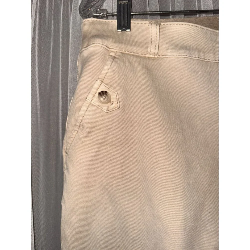 SPANX xl Tan Wide-Leg Cropped Pants Button Pockets For Women - Picture 5 of 8